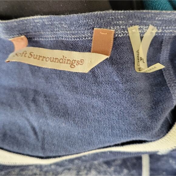 Soft Surroundings Womens Petite LP Large Blue Silk Blend Lightweight Top Sweater - Picture 2 of 5